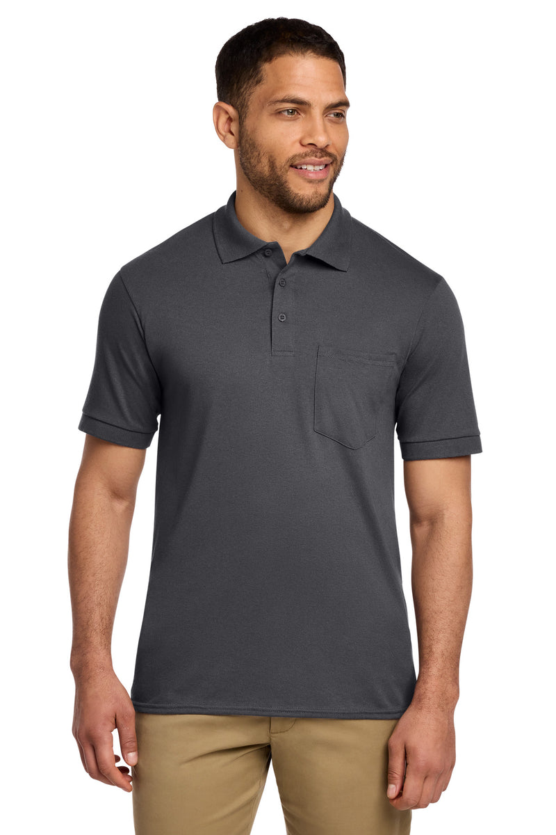 Port & Co Core Blend Jersey Knit Pocket Polo - Charcoal