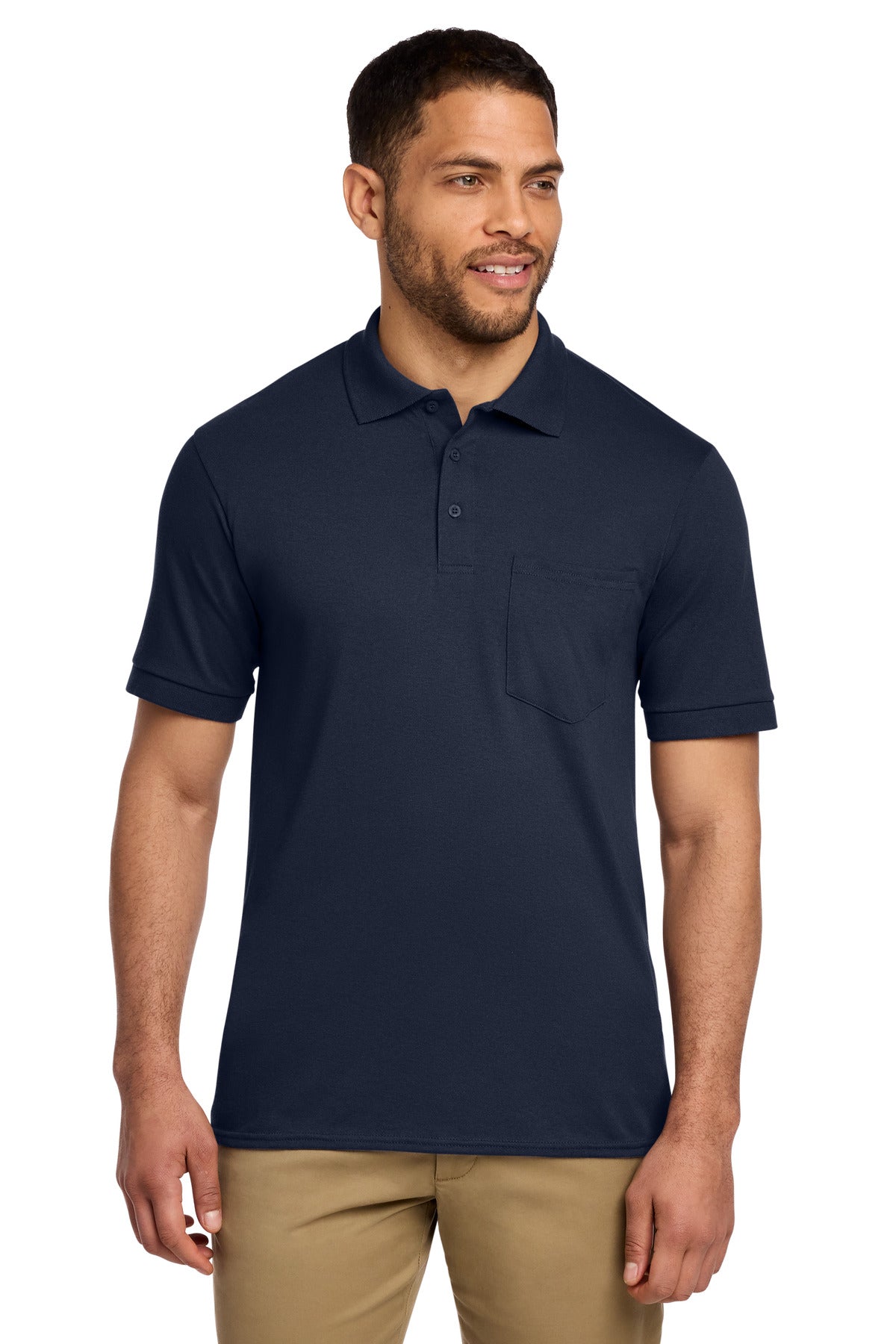Port & Co Core Blend Jersey Knit Pocket Polo - Deep Navy