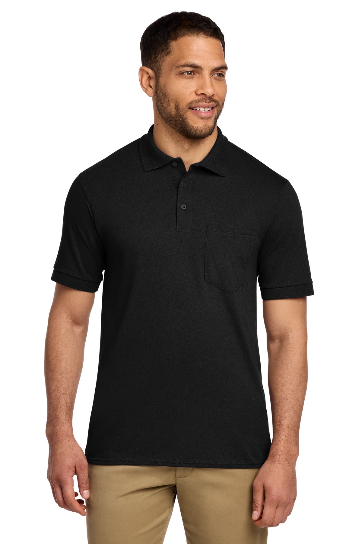 Port & Co Core Blend Jersey Knit Pocket Polo - Jet Black