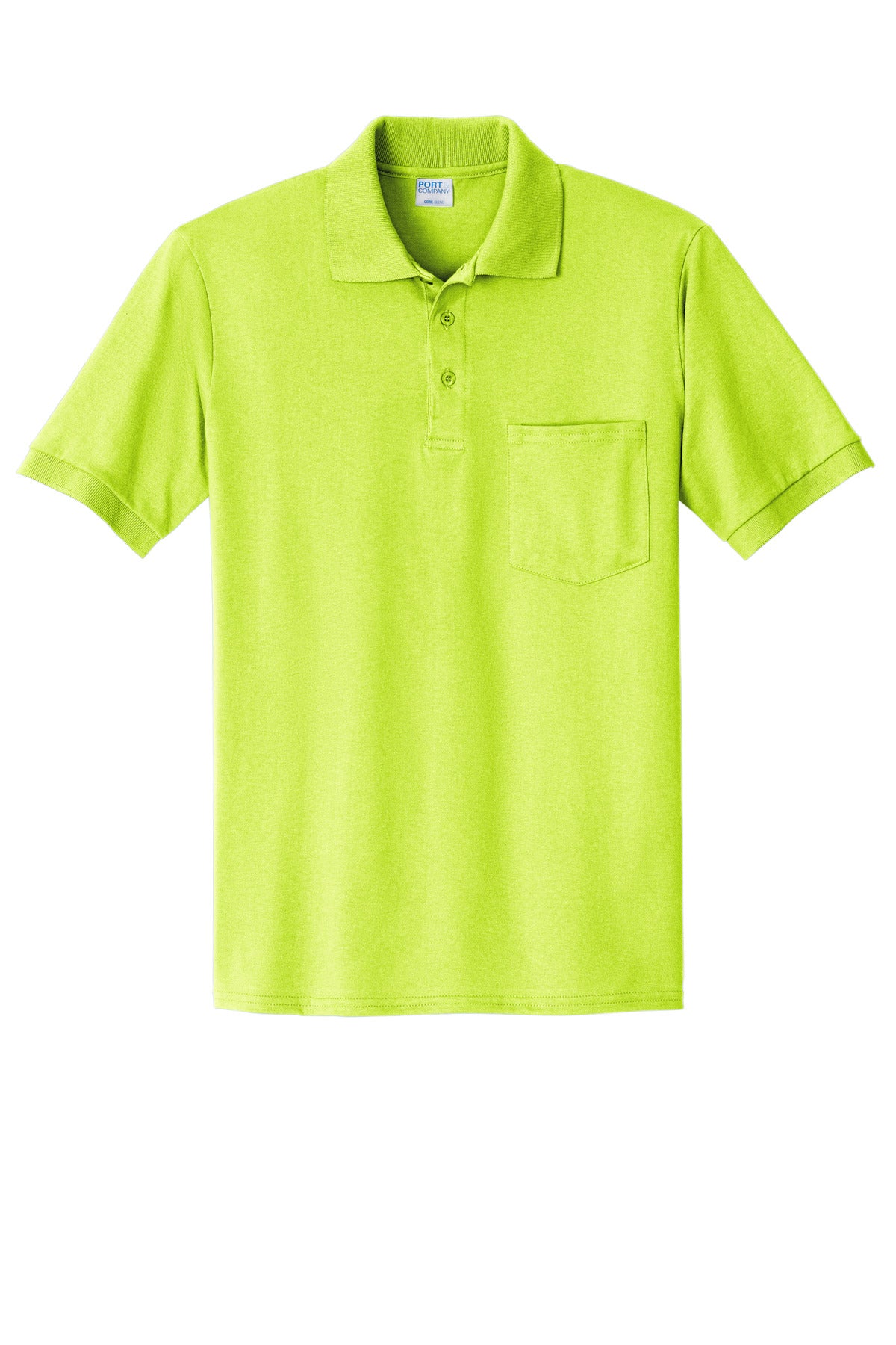 Port & Co Core Blend Jersey Knit Pocket Polo - Safety Green