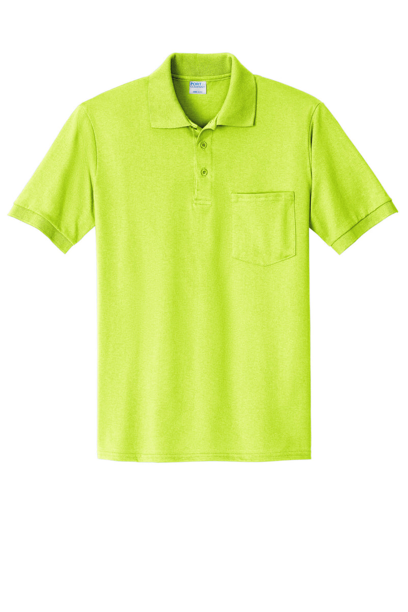 Port & Co Core Blend Jersey Knit Pocket Polo - Safety Green