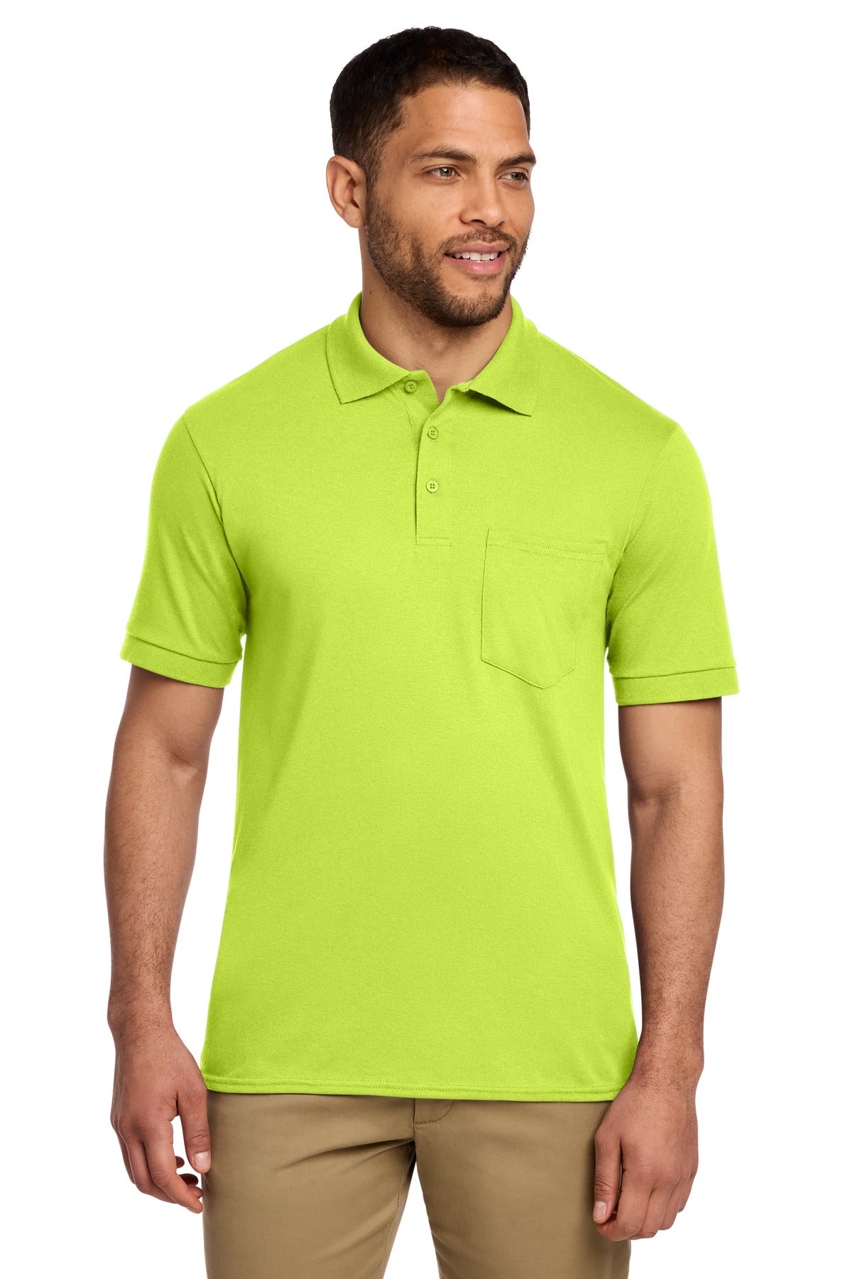 Port & Co Core Blend Jersey Knit Pocket Polo - Safety Green