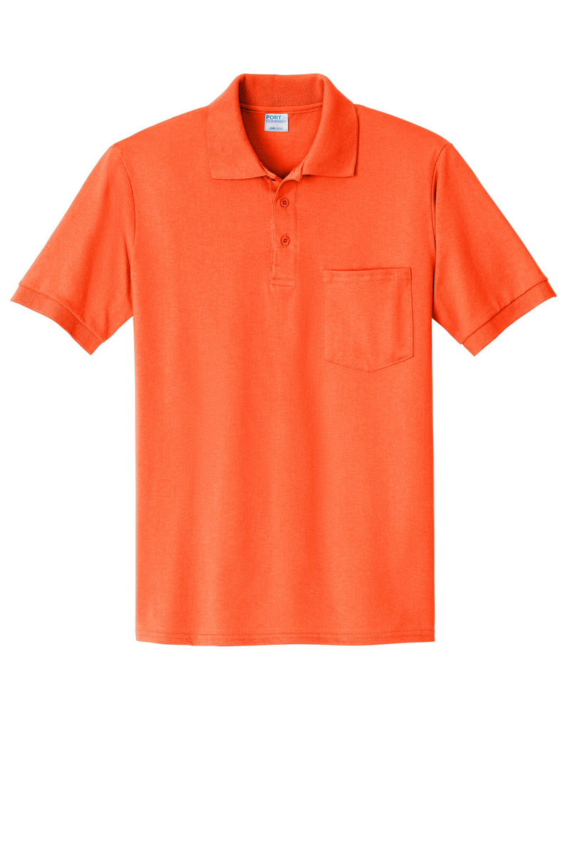 Port & Co Core Blend Jersey Knit Pocket Polo - Safety Orange