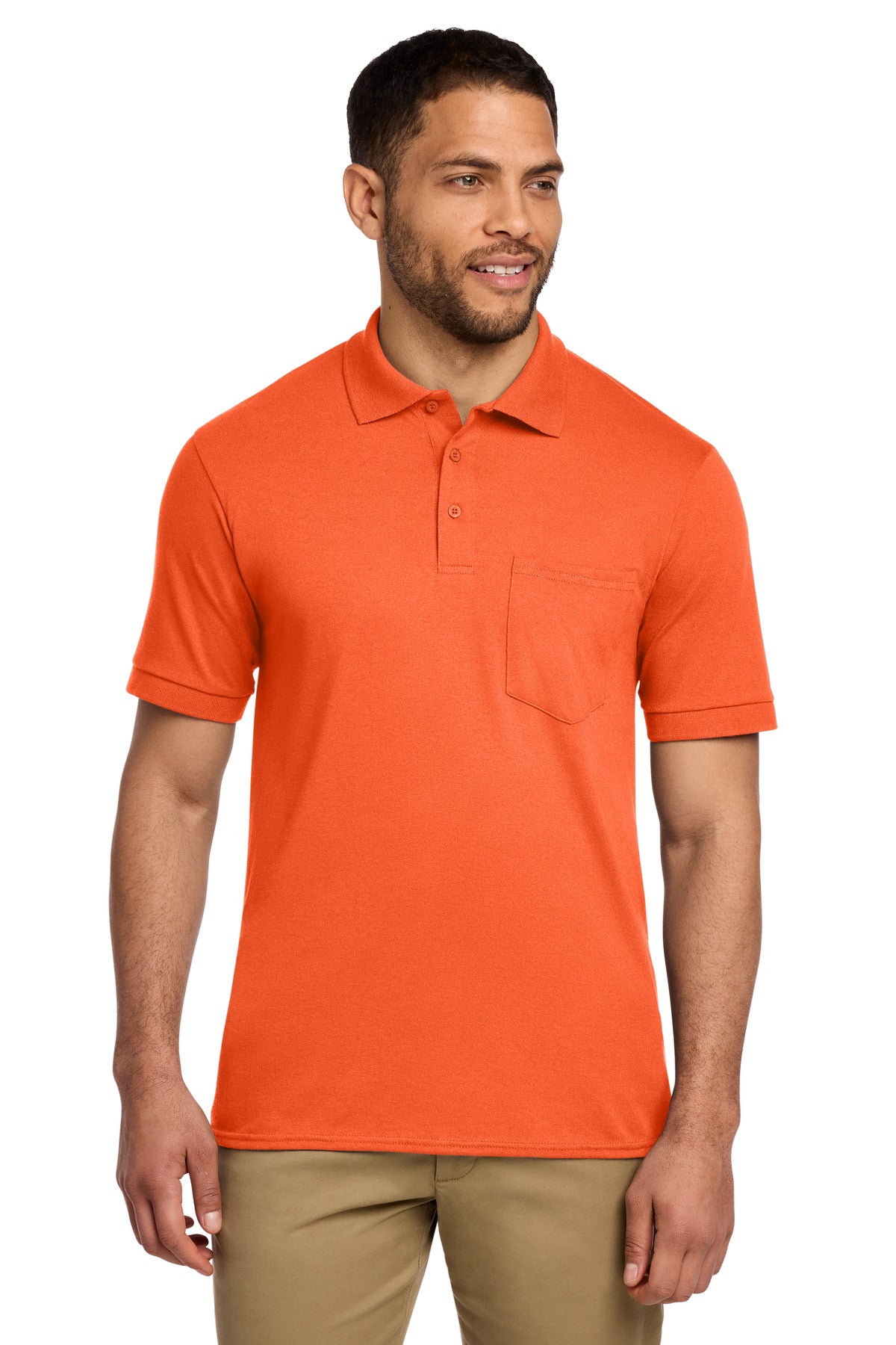 Port & Co Core Blend Jersey Knit Pocket Polo - Safety Orange