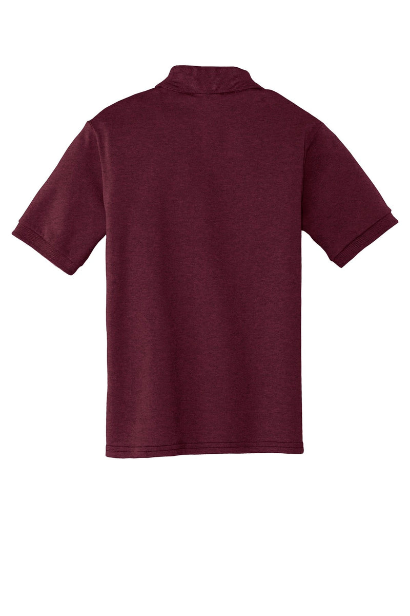 Port & Co Youth Core Blend Jersey Knit Polo - Athletic Maroon flat back