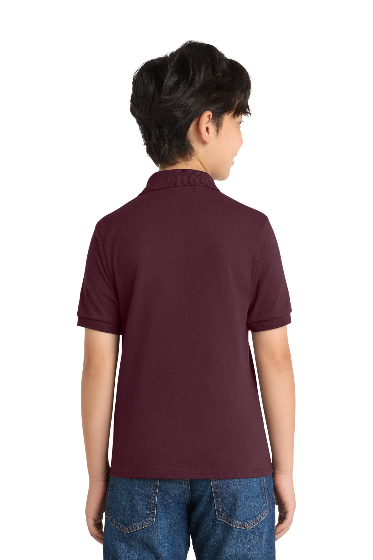 Port & Co Youth Core Blend Jersey Knit Polo - Athletic Maroon