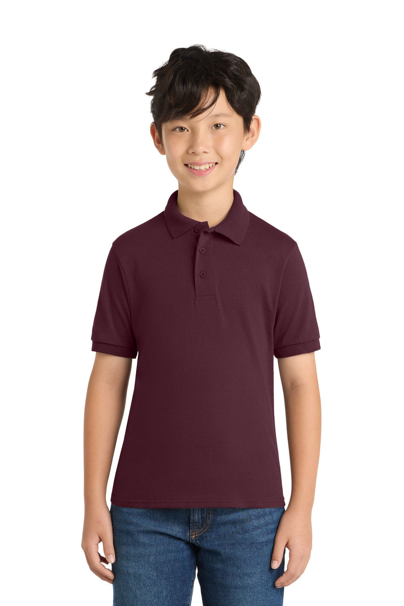 Port & Co Youth Core Blend Jersey Knit Polo - Athletic Maroon