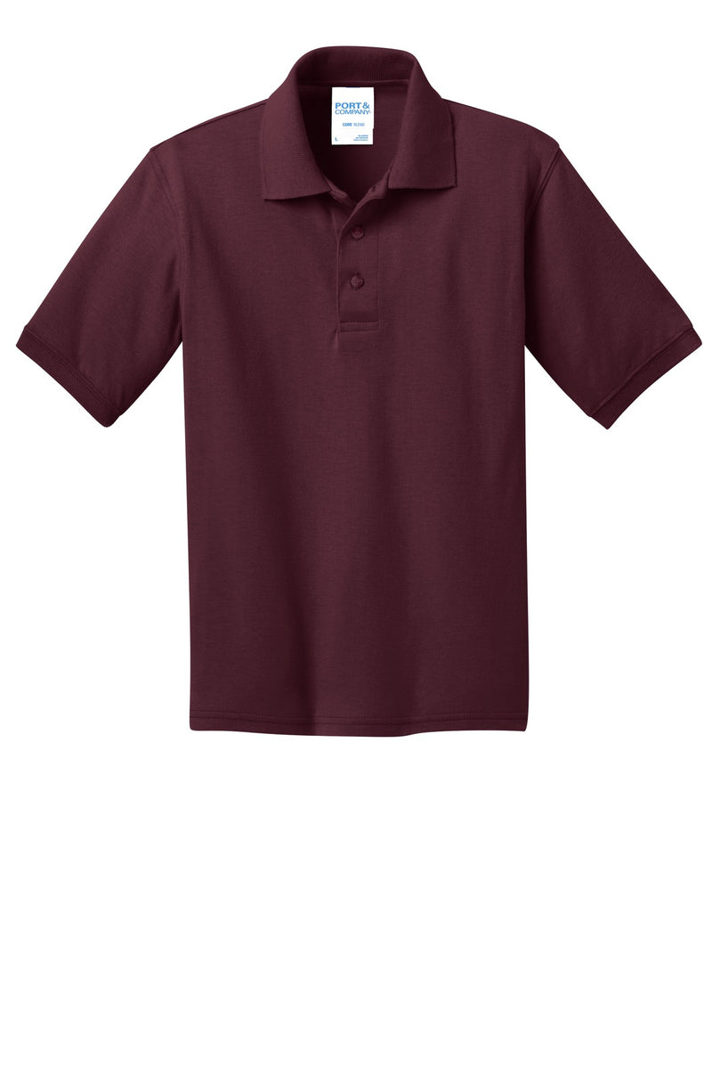 Port & Co Youth Core Blend Jersey Knit Polo - Athletic Maroon