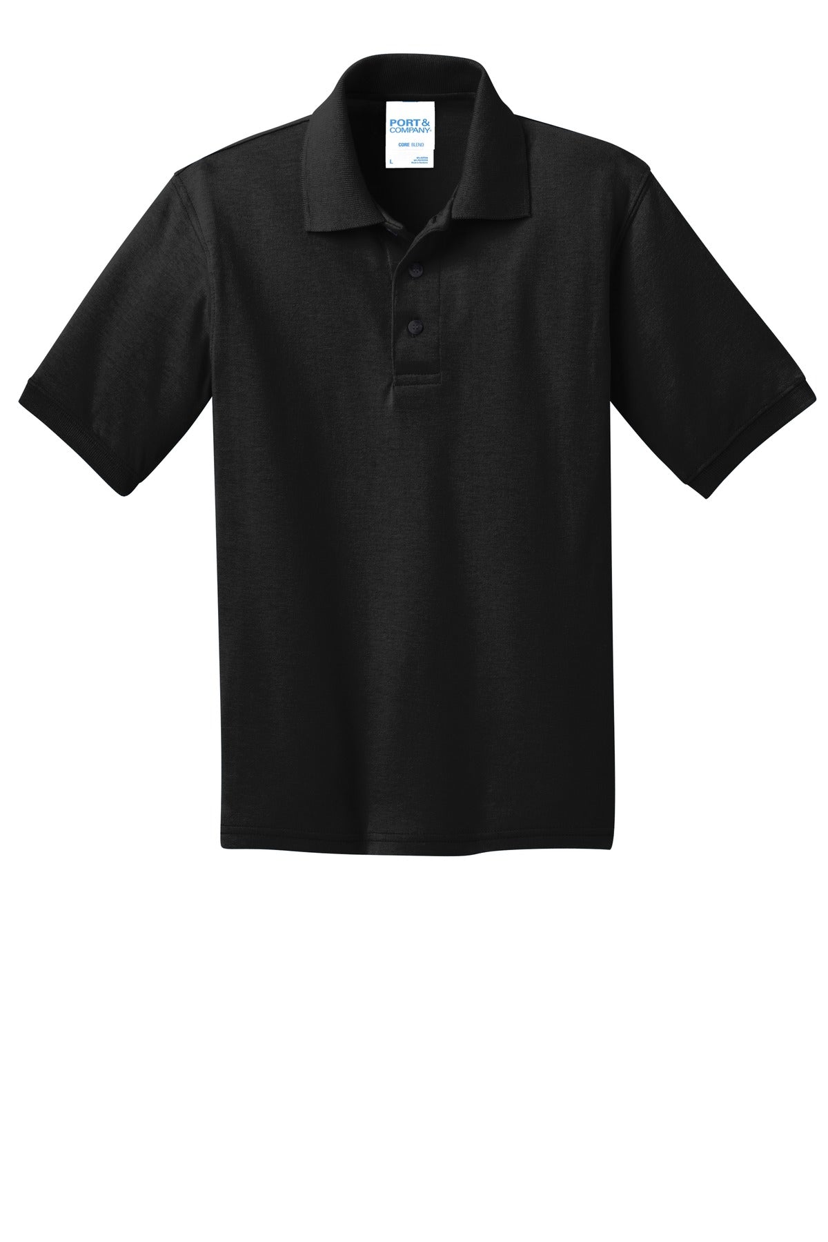 Port & Co Youth Core Blend Jersey Knit Polo - Jet Black