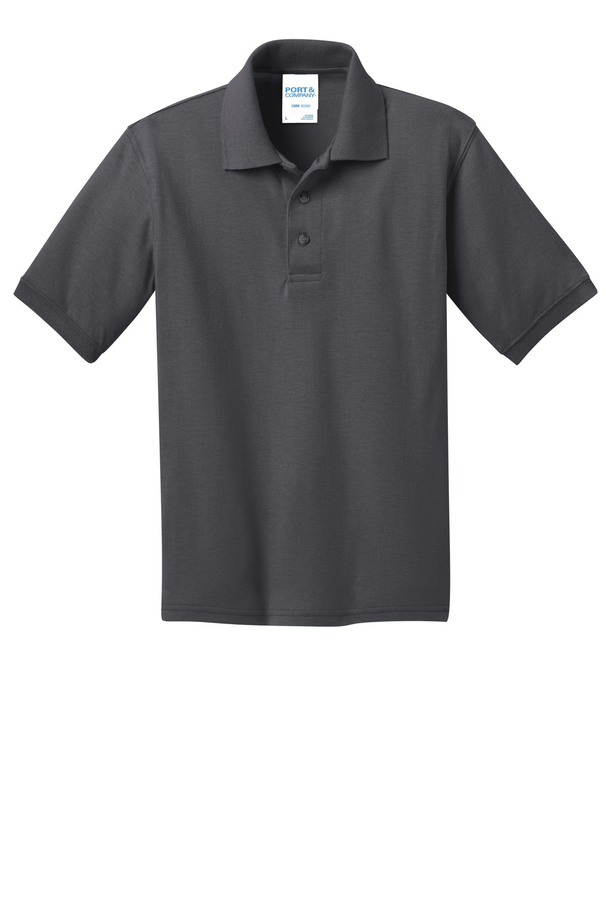 Port & Co Youth Core Blend Jersey Knit Polo - Charcoal