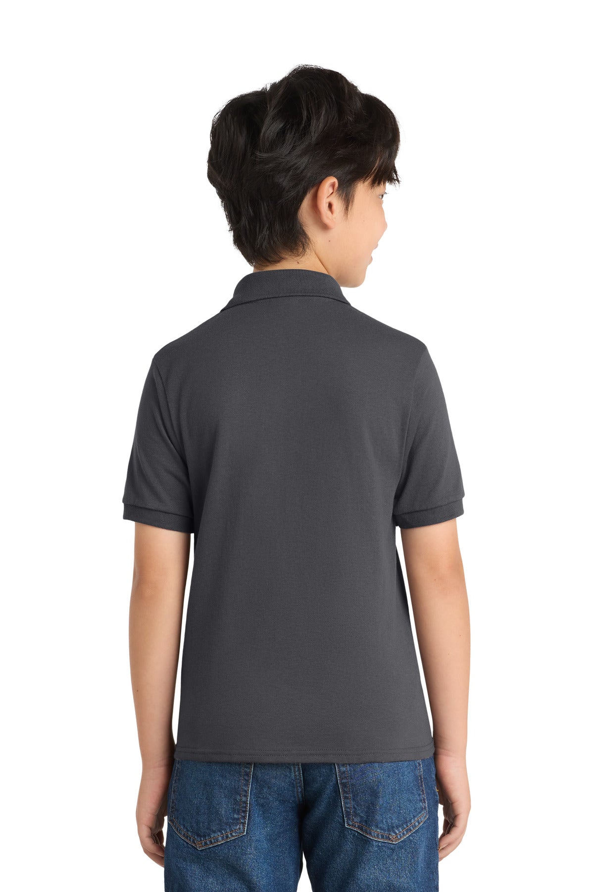 Port & Co Youth Core Blend Jersey Knit Polo - Charcoal