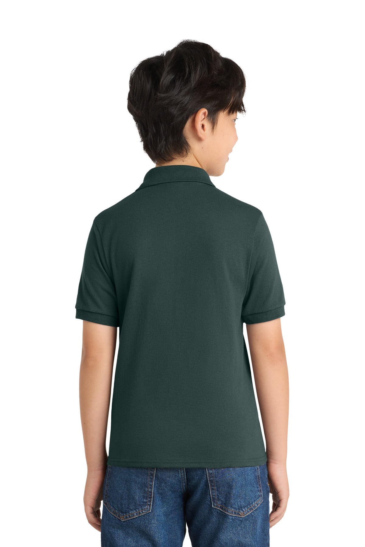 Port & Co Youth Core Blend Jersey Knit Polo - Dark Green