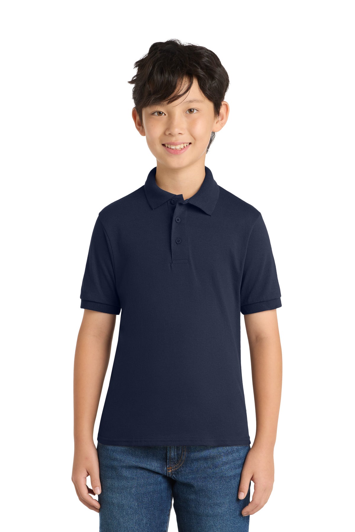 Port & Co Youth Core Blend Jersey Knit Polo - Deep Navy