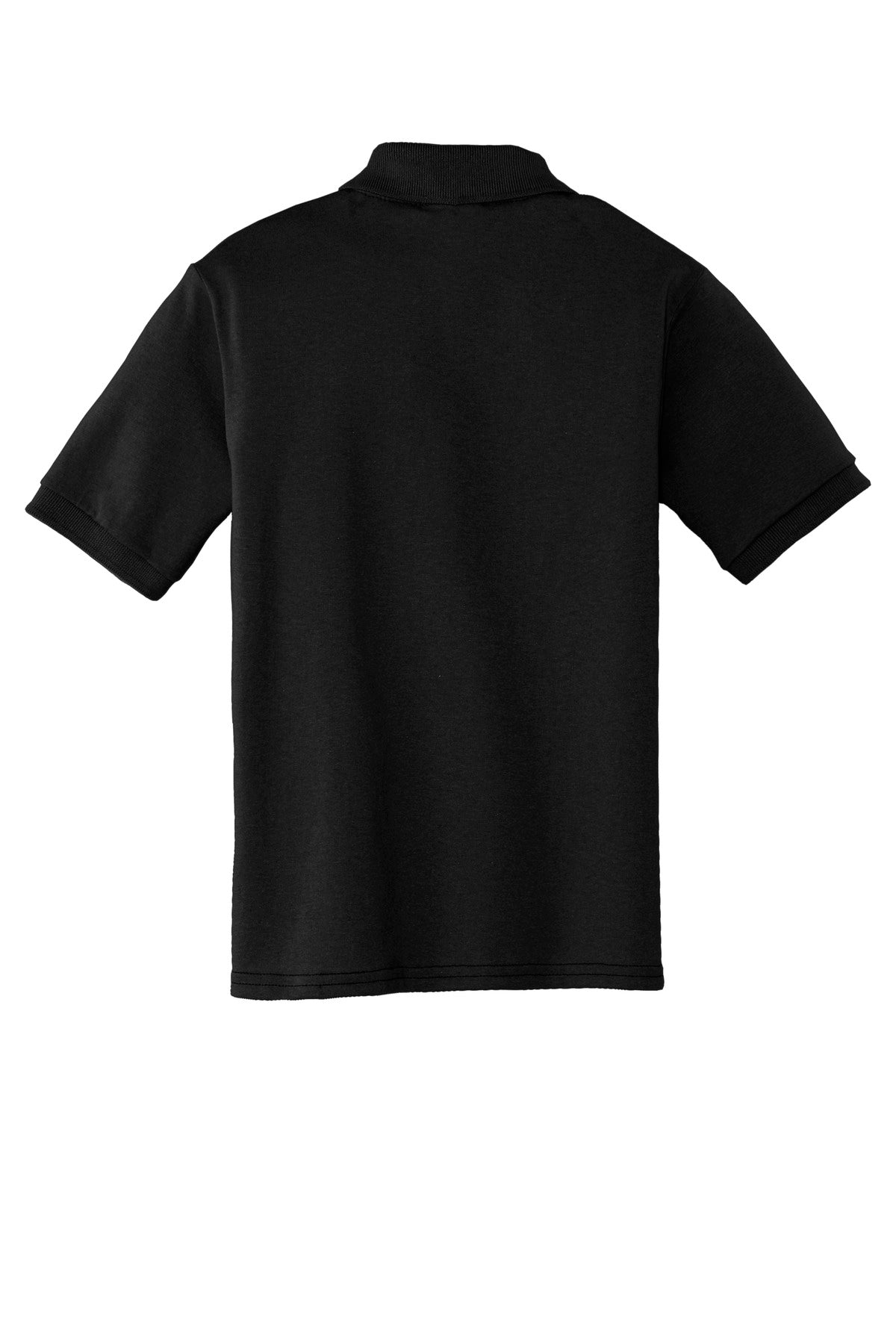 Port & Co Youth Core Blend Jersey Knit Polo - Jet Black flat back