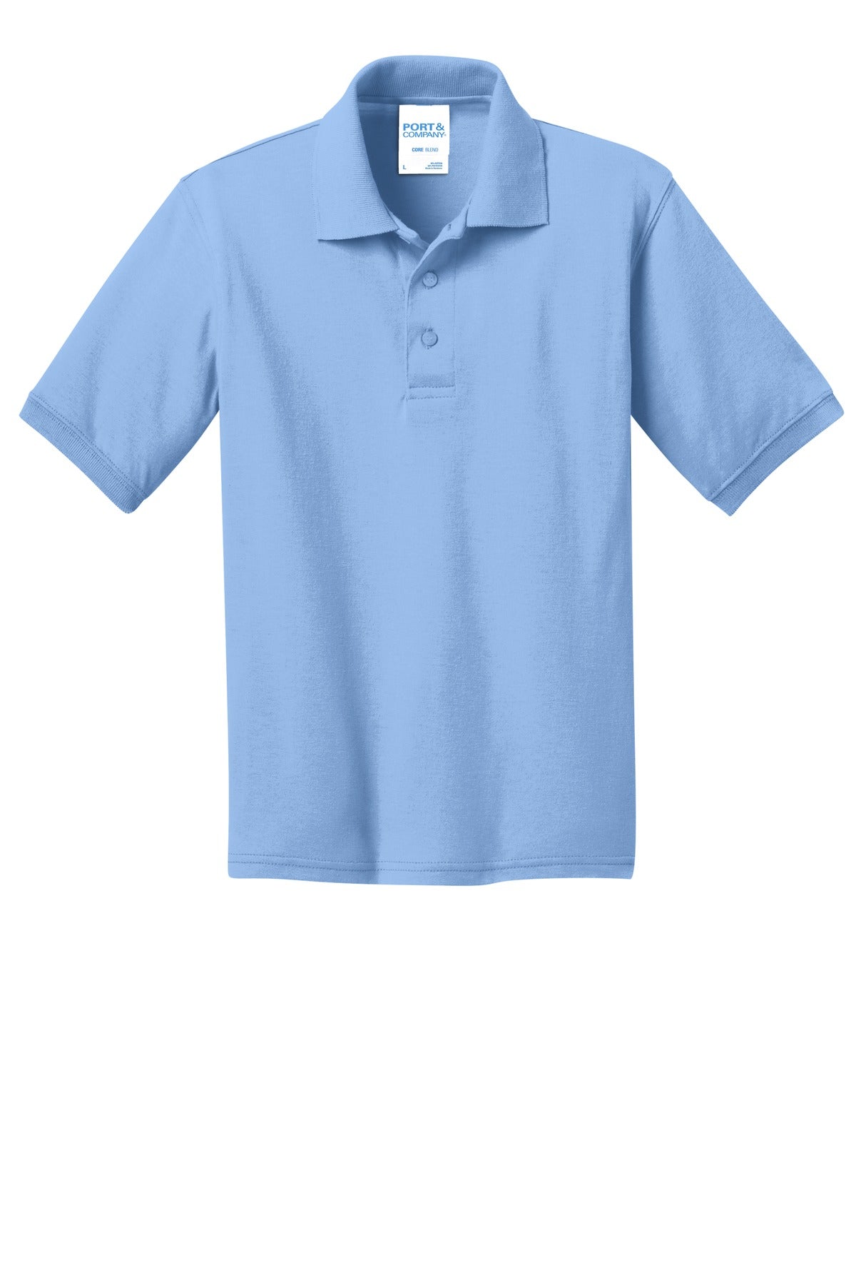 Port & Co Youth Core Blend Jersey Knit Polo - Light Blue