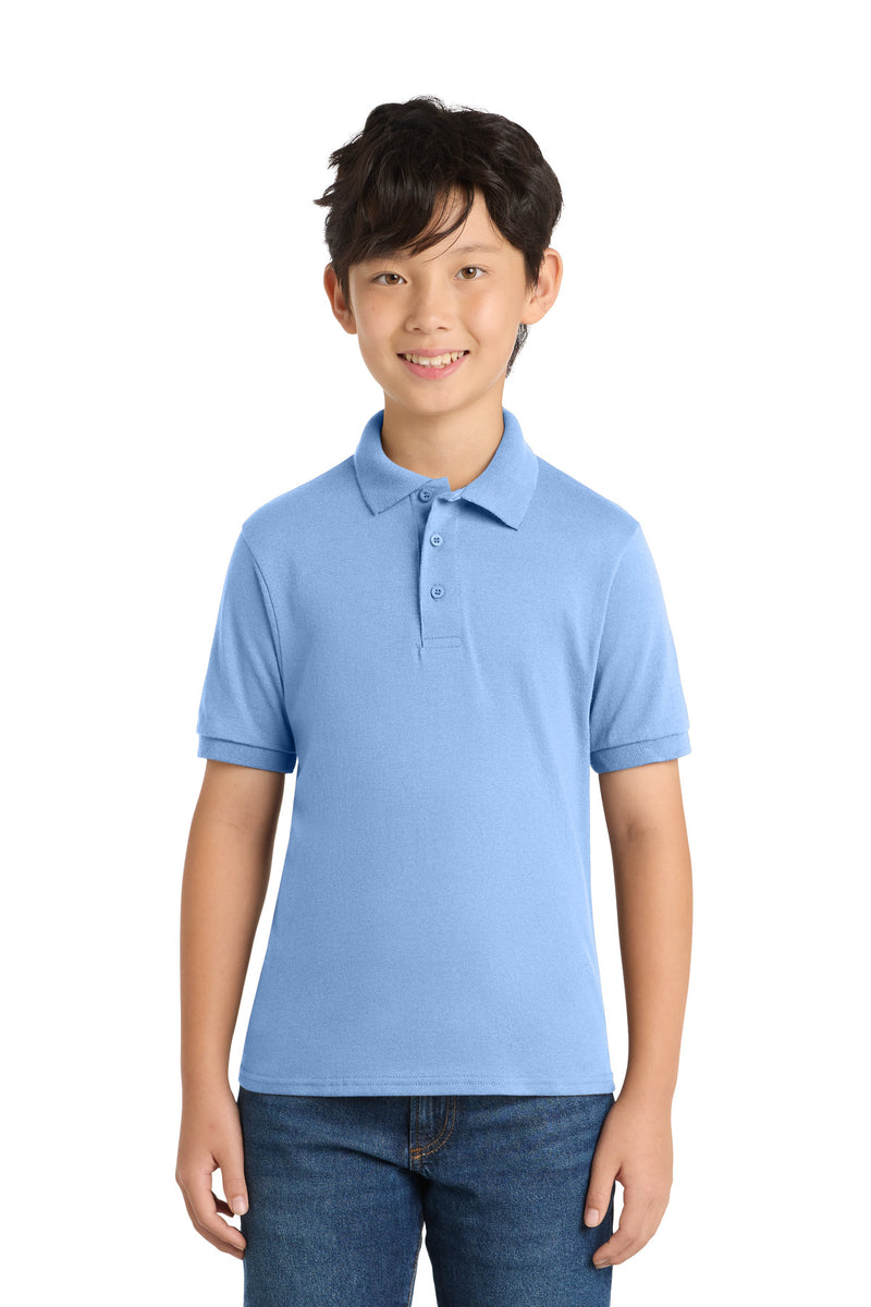 Port & Co Youth Core Blend Jersey Knit Polo - Light Blue