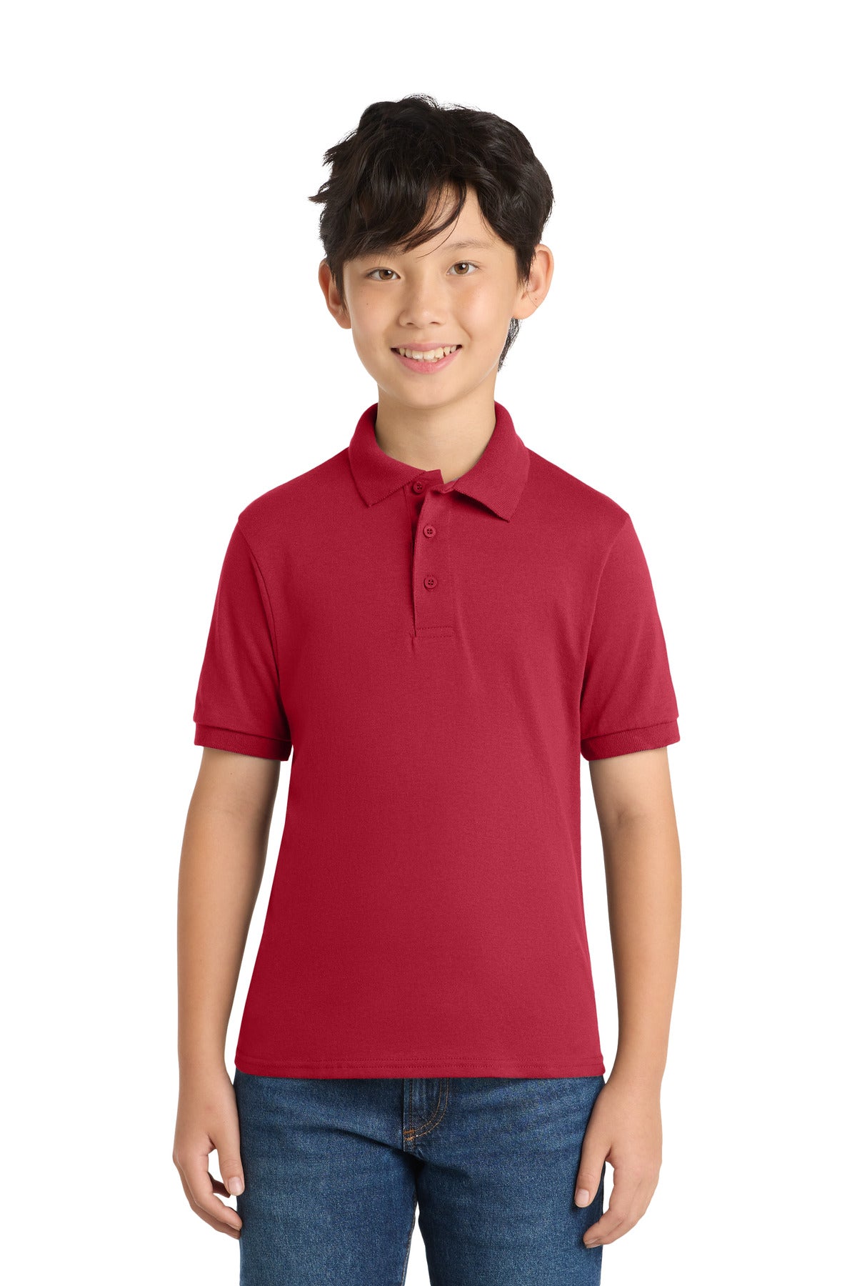 Port & Co Youth Core Blend Jersey Knit Polo - Red
