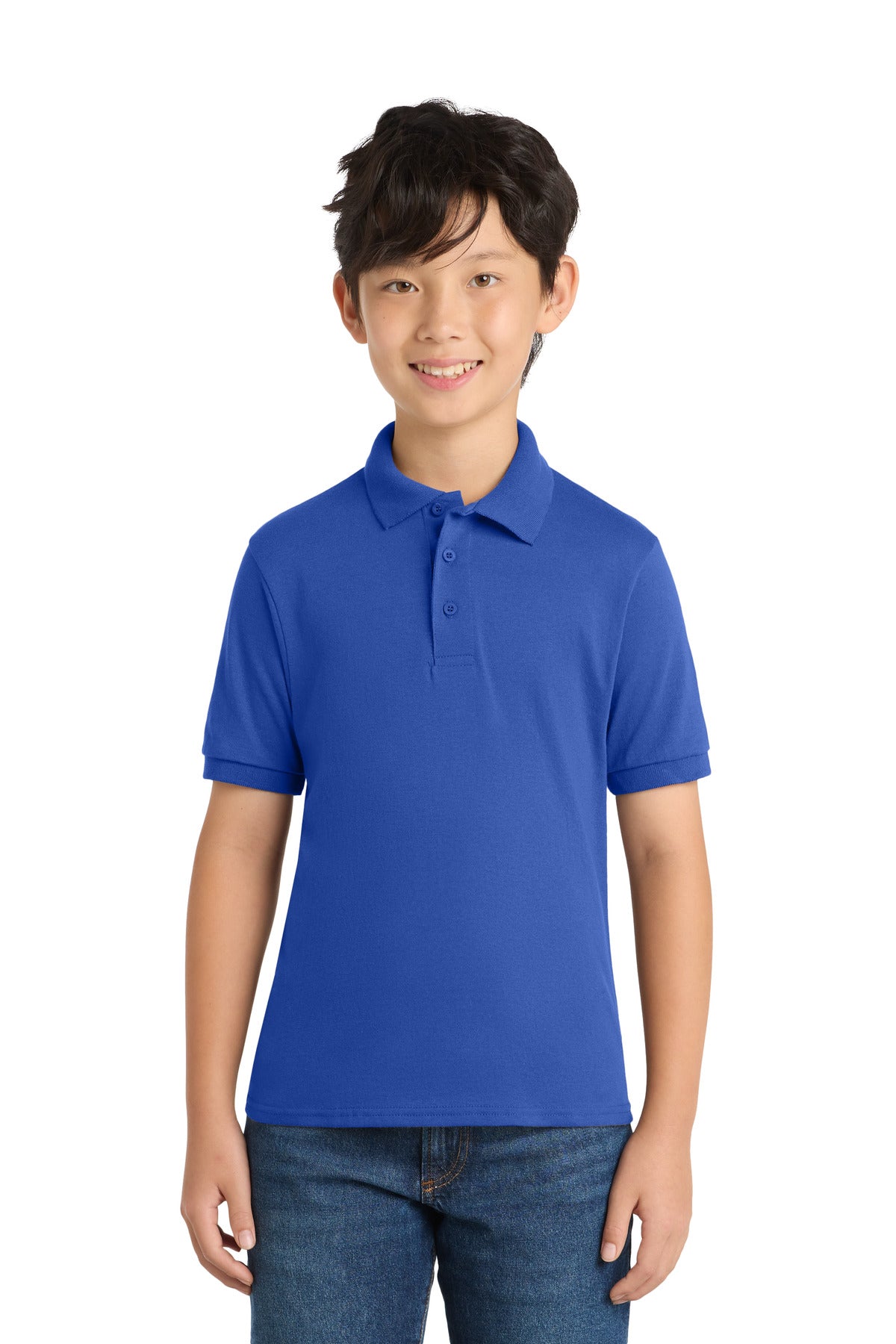 Port & Co Youth Core Blend Jersey Knit Polo - Royal