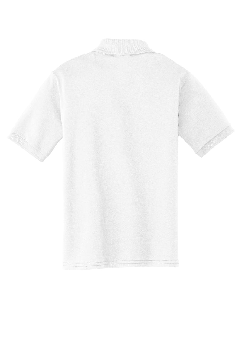 Port & Co Youth Core Blend Jersey Knit Polo - White