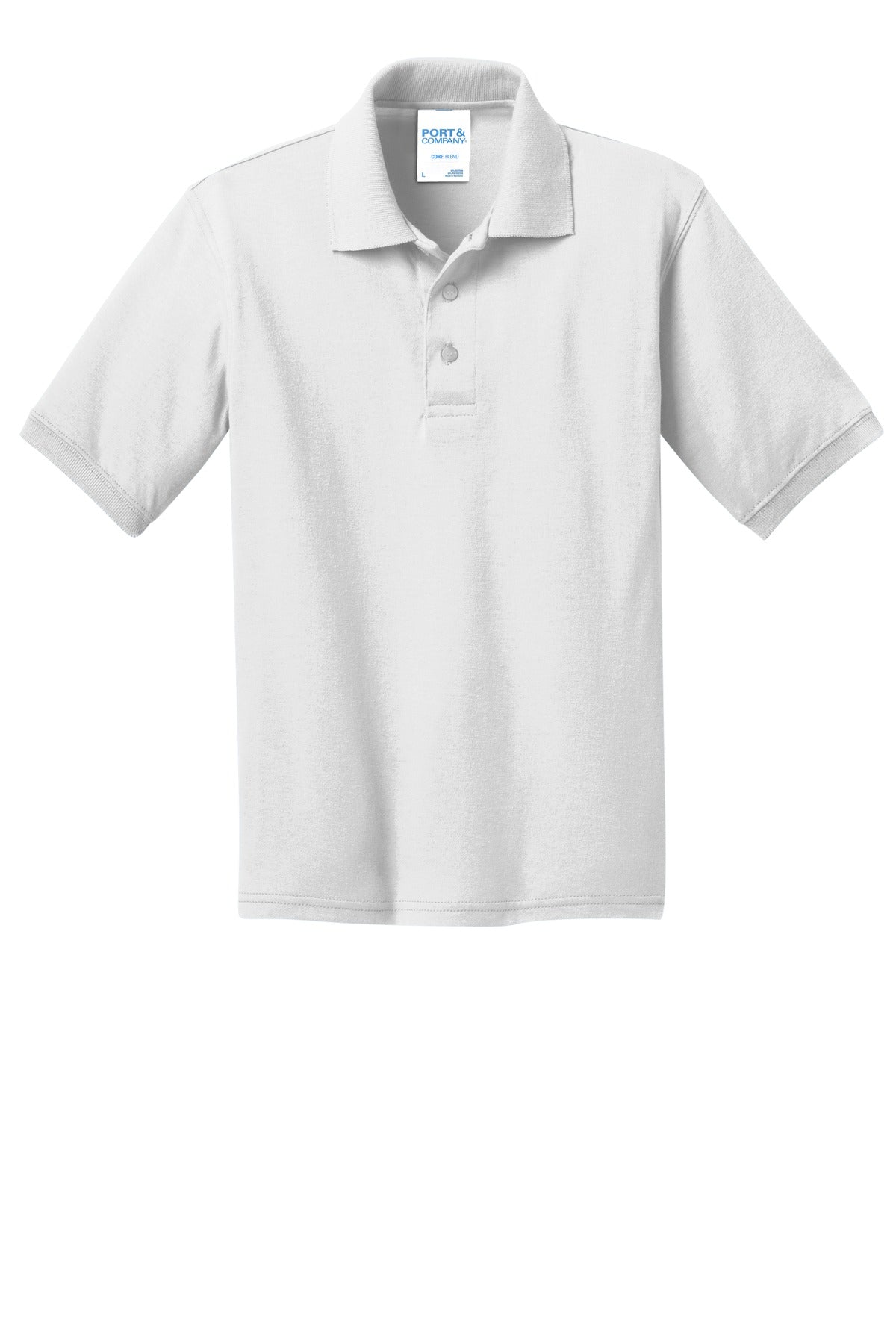Port & Co Youth Core Blend Jersey Knit Polo - White