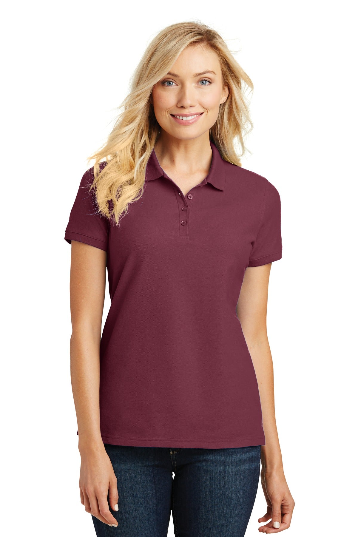 Port Authority Women's Core Classic Pique Polo - Burgundy
