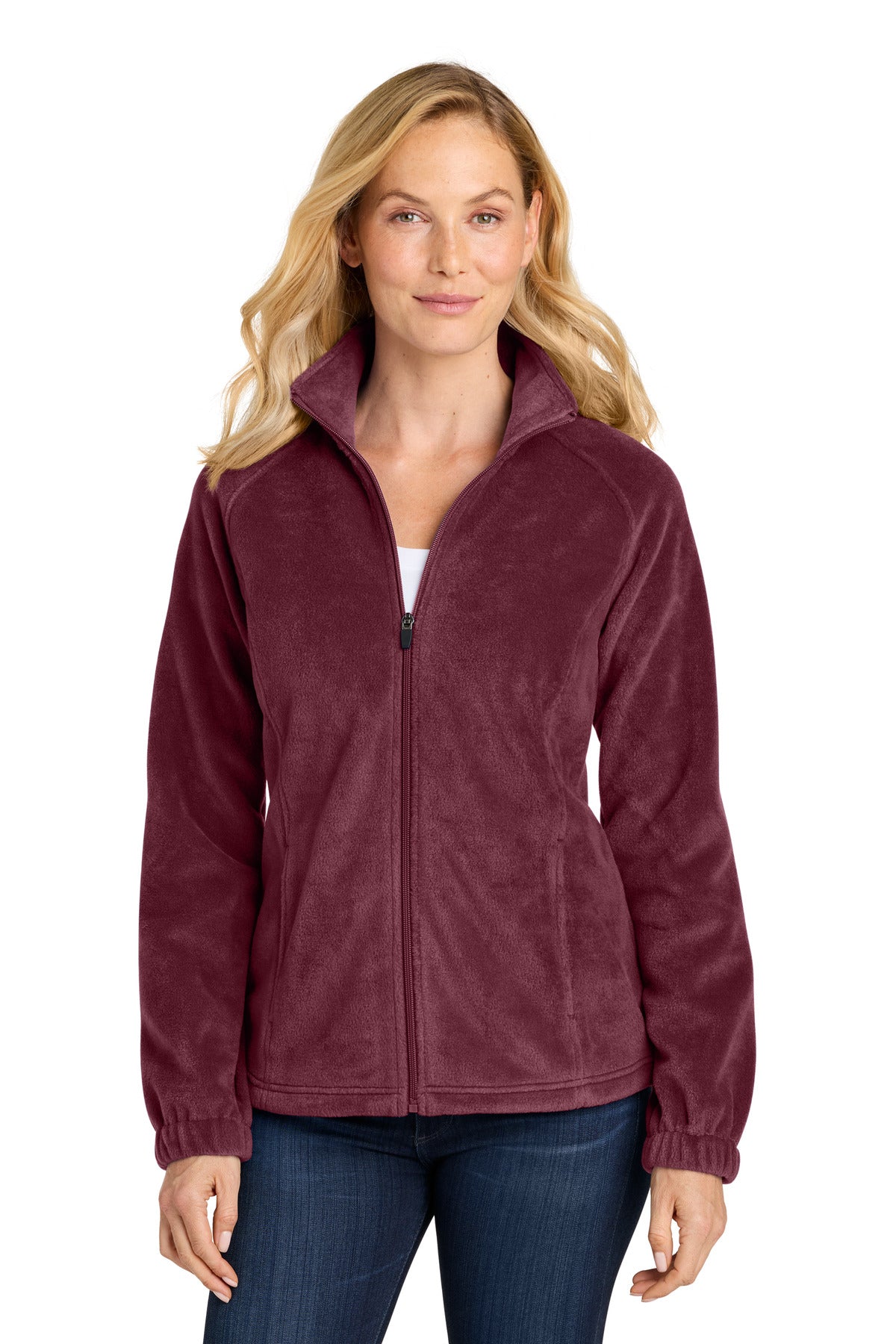 Port Authority Women's Plush Fleece Full-Zip Jacket - Club Burgundy