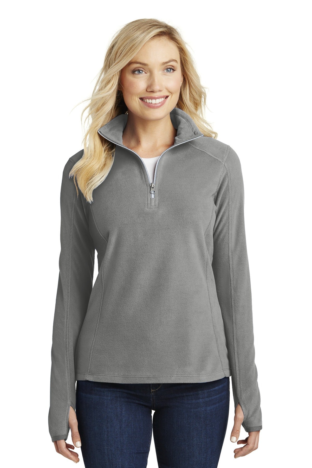 Port Authority Women's Microfleece 1/2-Zip Pullover - Pearl Grey