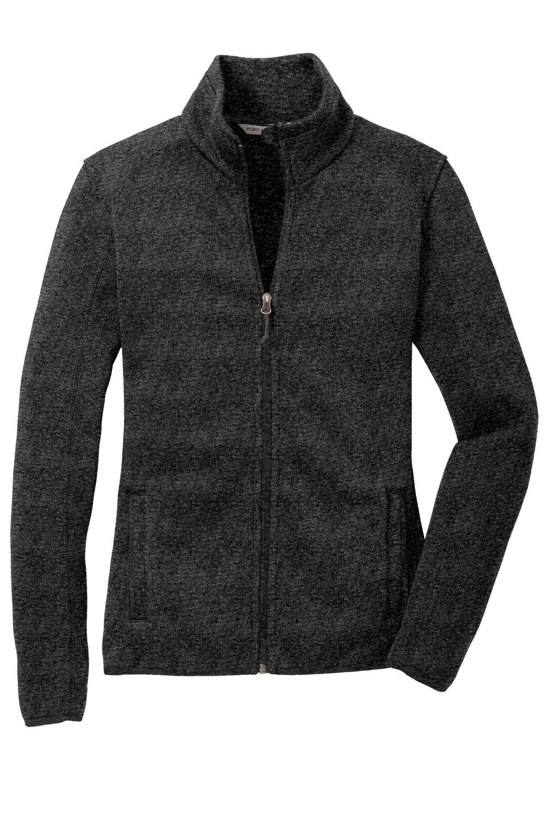 Port Authority Women's Sweater Fleece Jacket - Black Heather