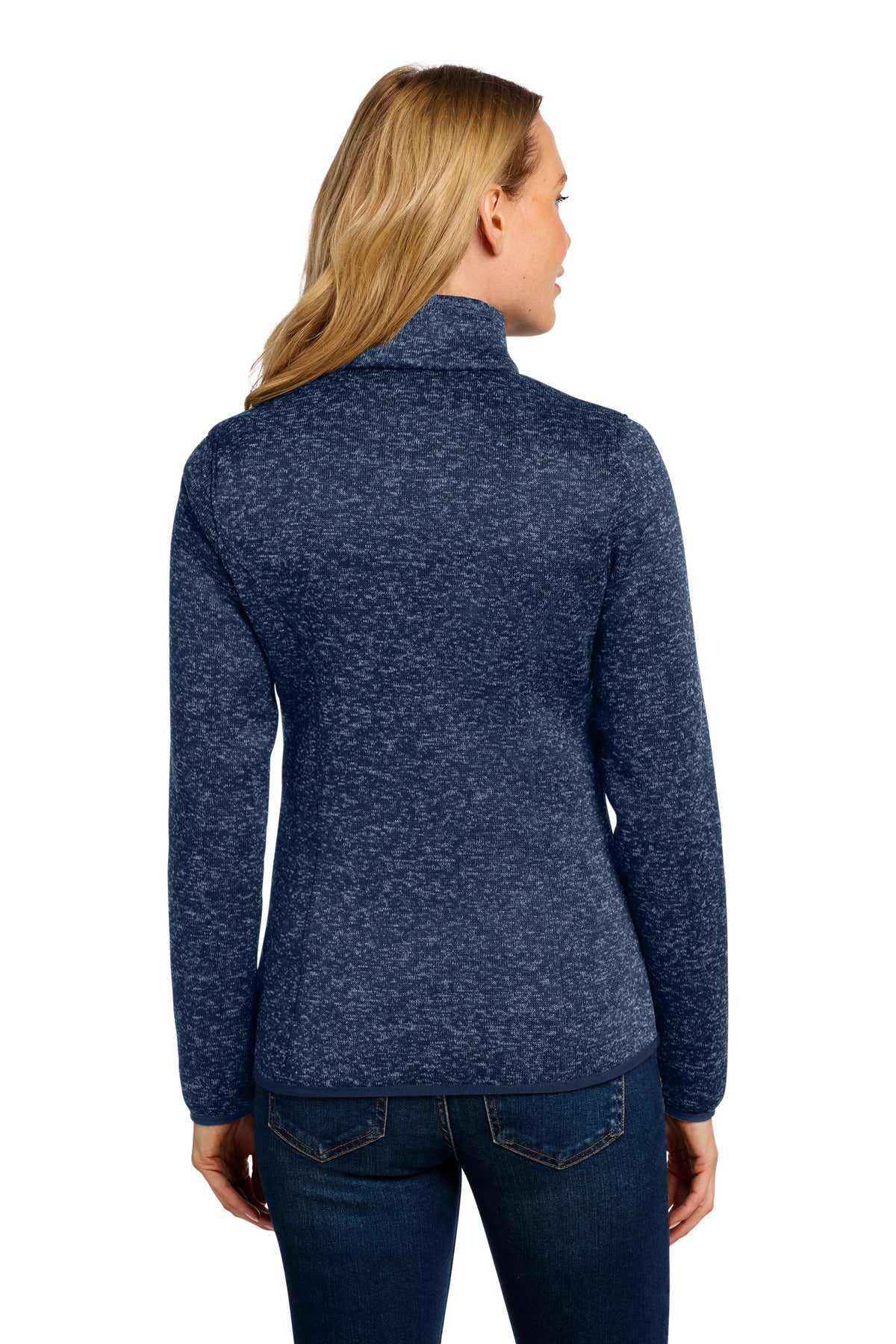 Port Authority Women's Sweater Fleece Jacket - River Blue Navy Heather