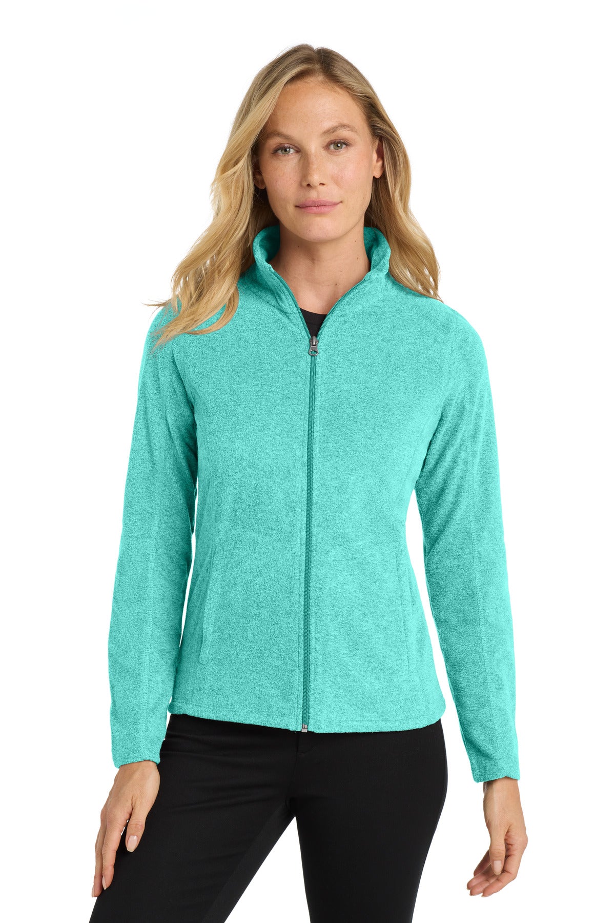 Port Authority Women's Heather Microfleece Full-Zip Jacket - Aqua Green Heather