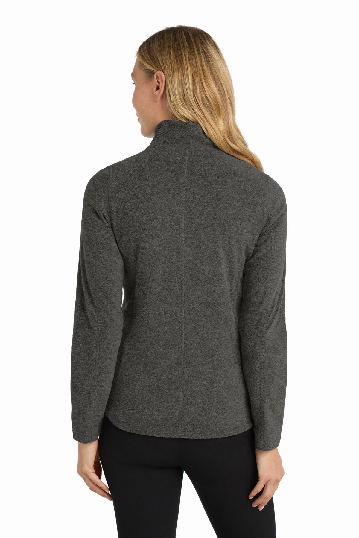 Port Authority Women's Heather Microfleece Full-Zip Jacket - Black Charcoal Heather