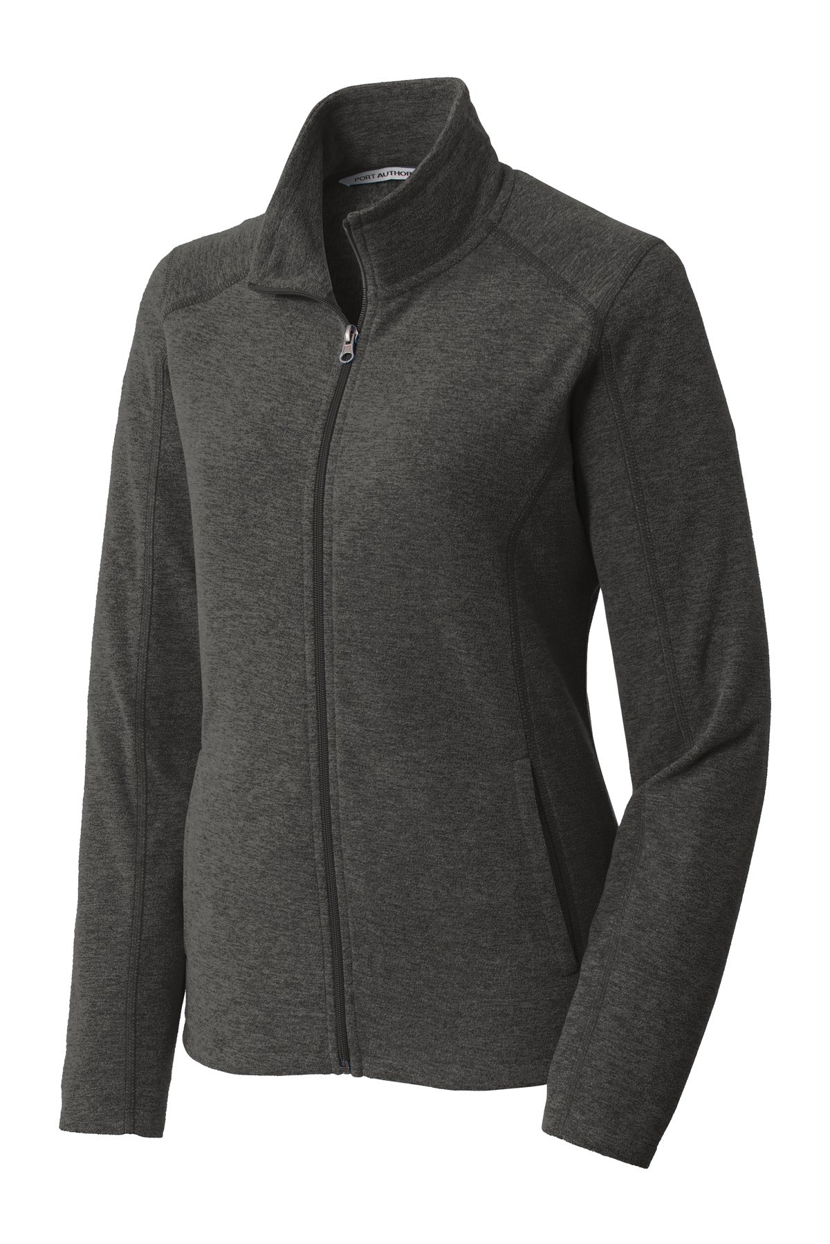 Port Authority Women's Heather Microfleece Full-Zip Jacket - Black Charcoal Heather