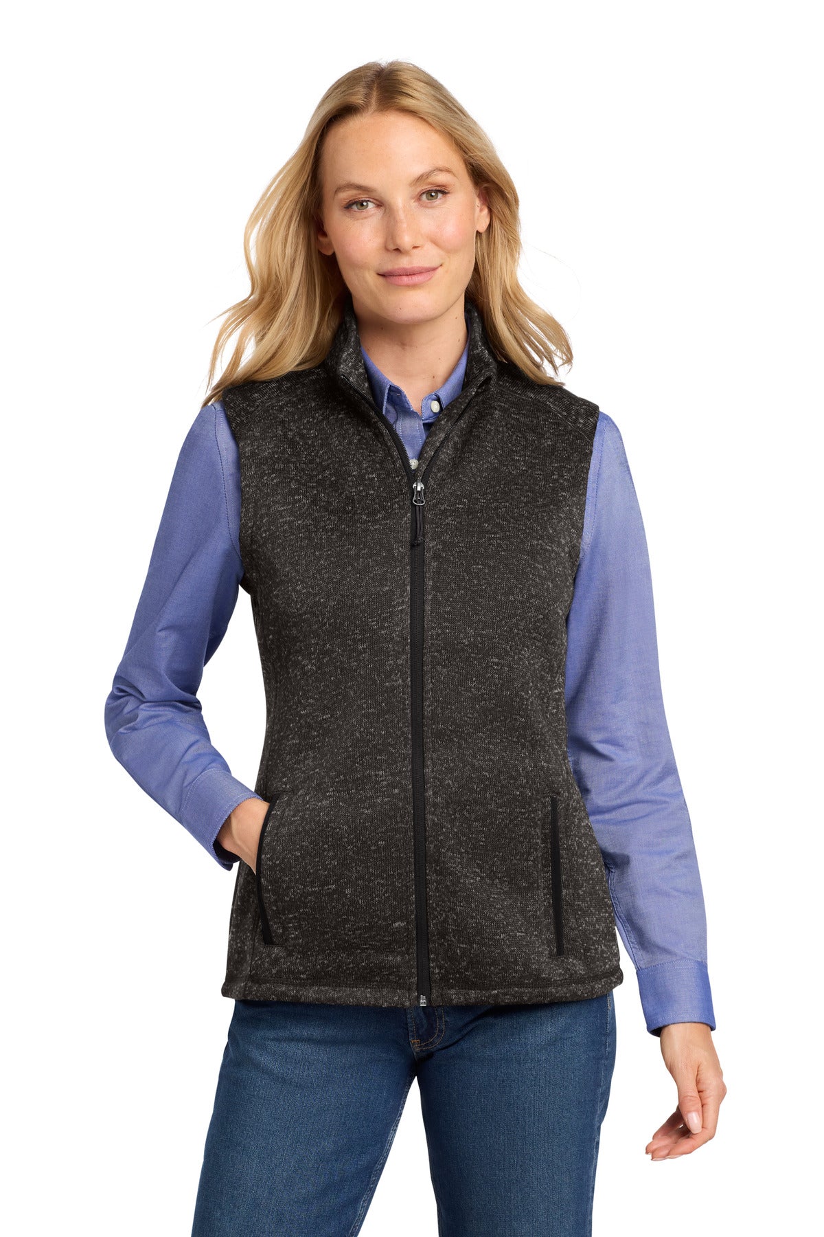 Port Authority  Women's Sweater Fleece Vest - Black Heather