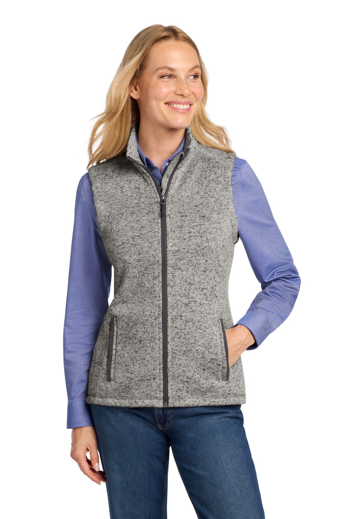Port Authority  Women's Sweater Fleece Vest - Grey Heather