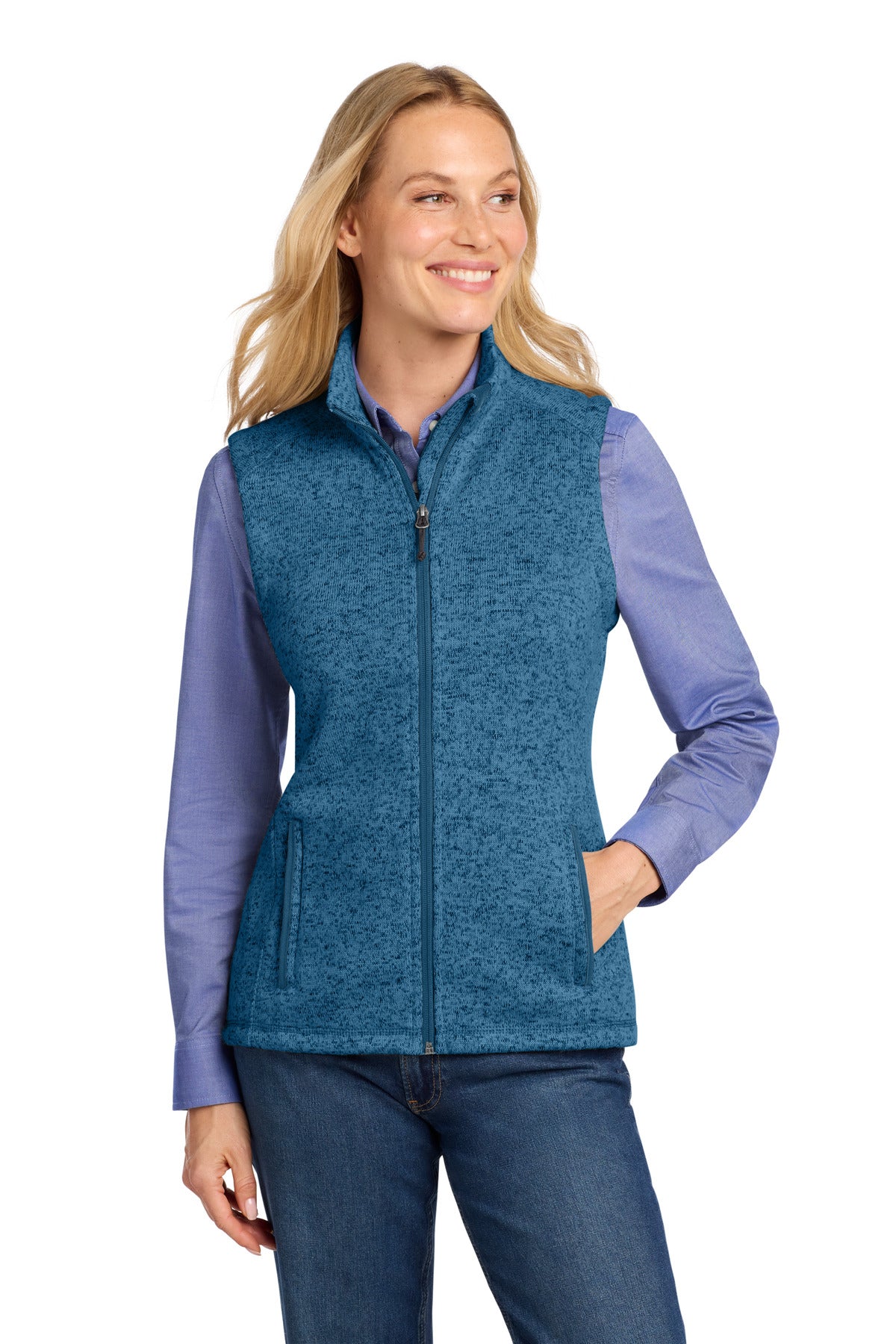 Port Authority  Women's Sweater Fleece Vest - Medium Blue Heather