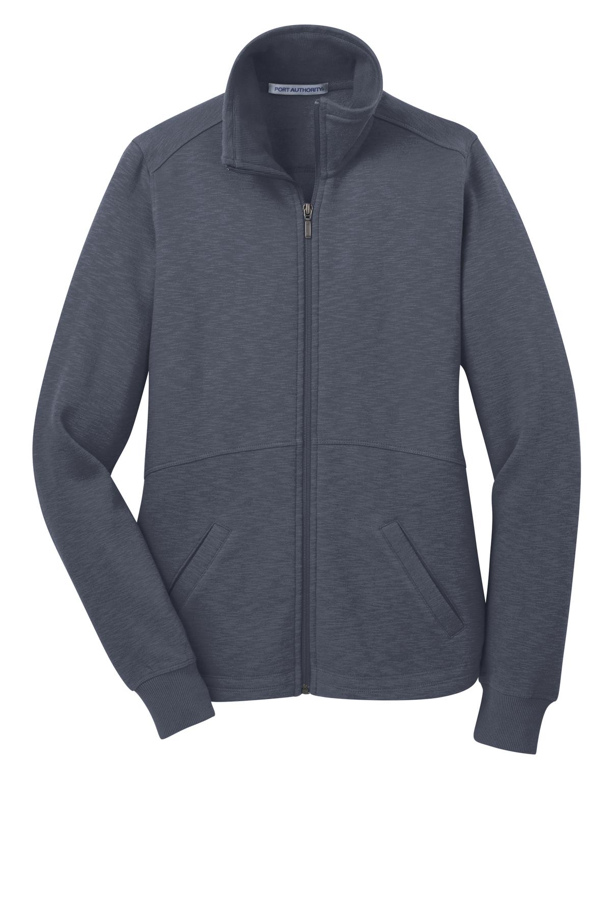 Port Authority Women's Slub Fleece Full-Zip Jacket - Slate Grey