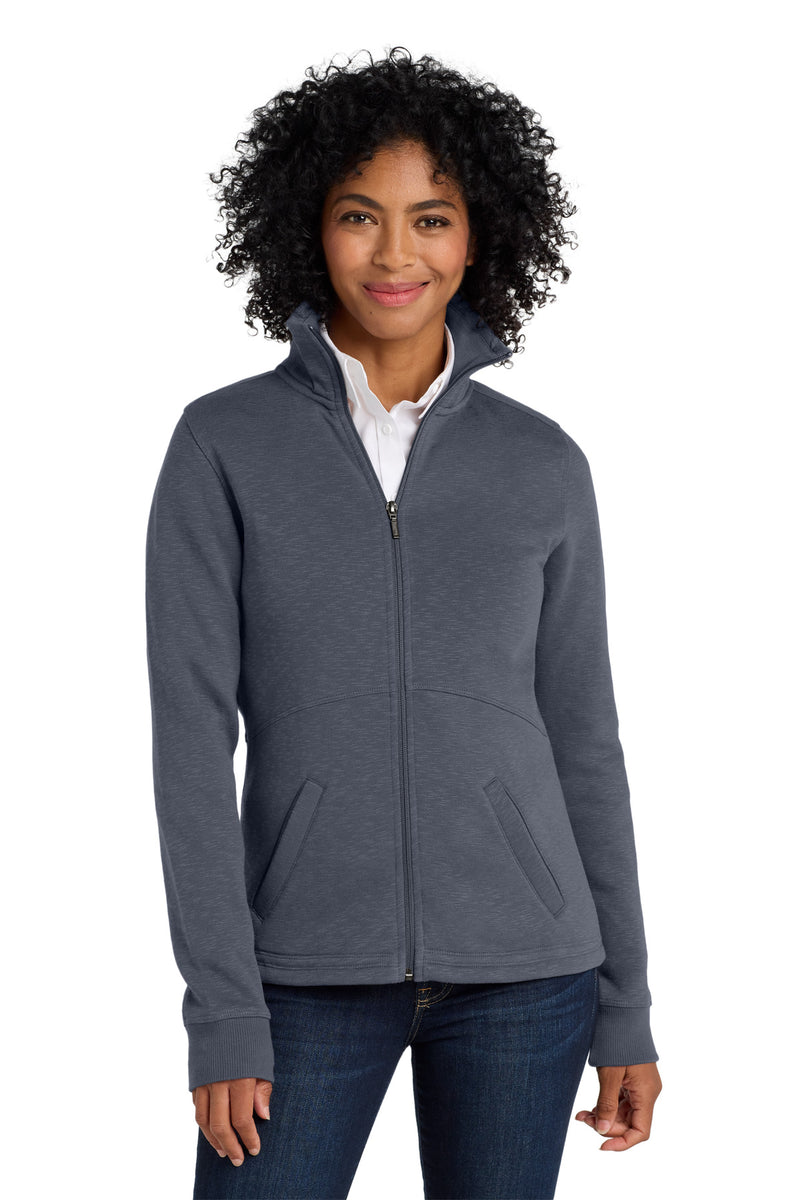 Port Authority Women's Slub Fleece Full-Zip Jacket - Slate Grey