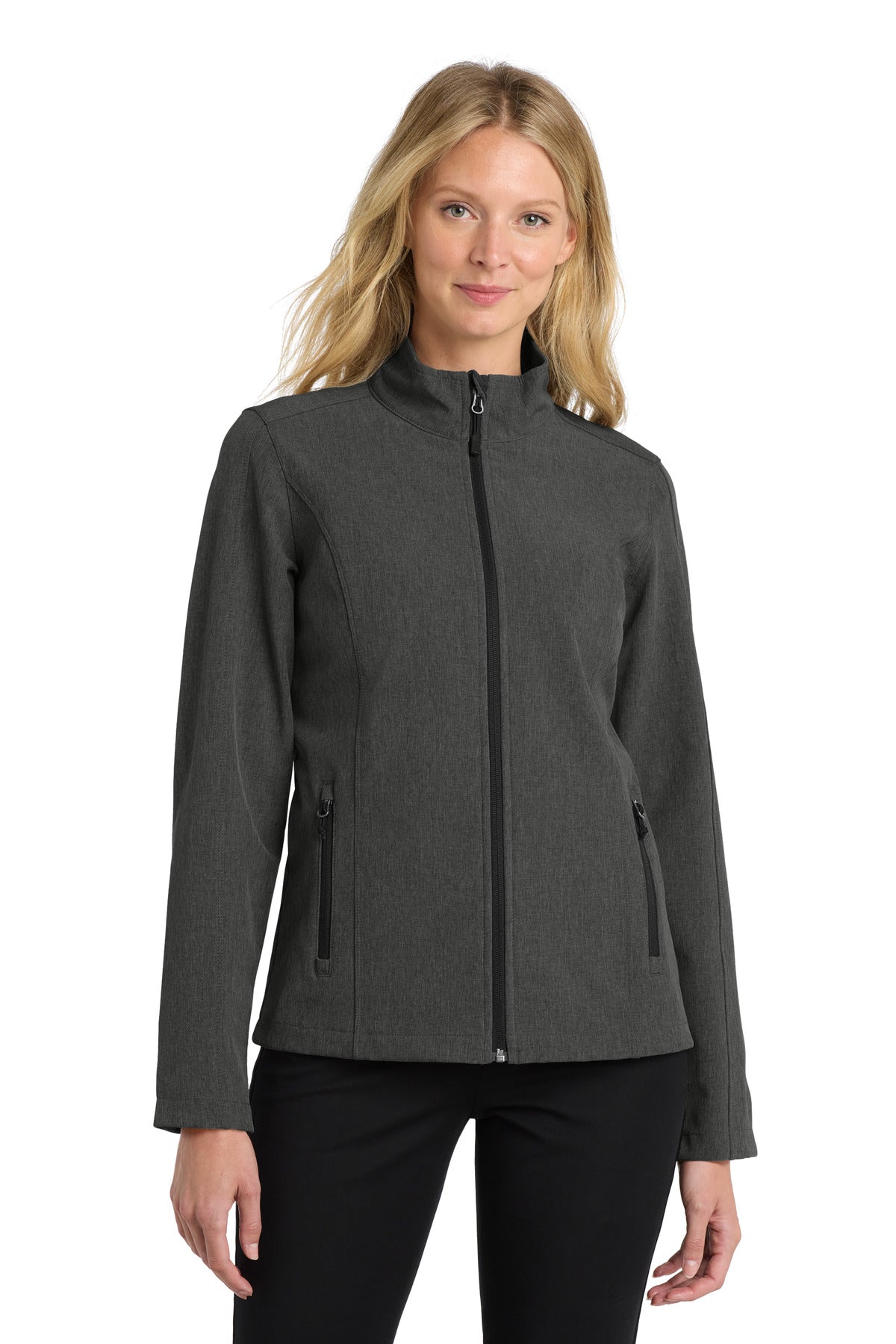 Port Authority Women's Core Soft Shell Jacket - Black Charcoal Heather