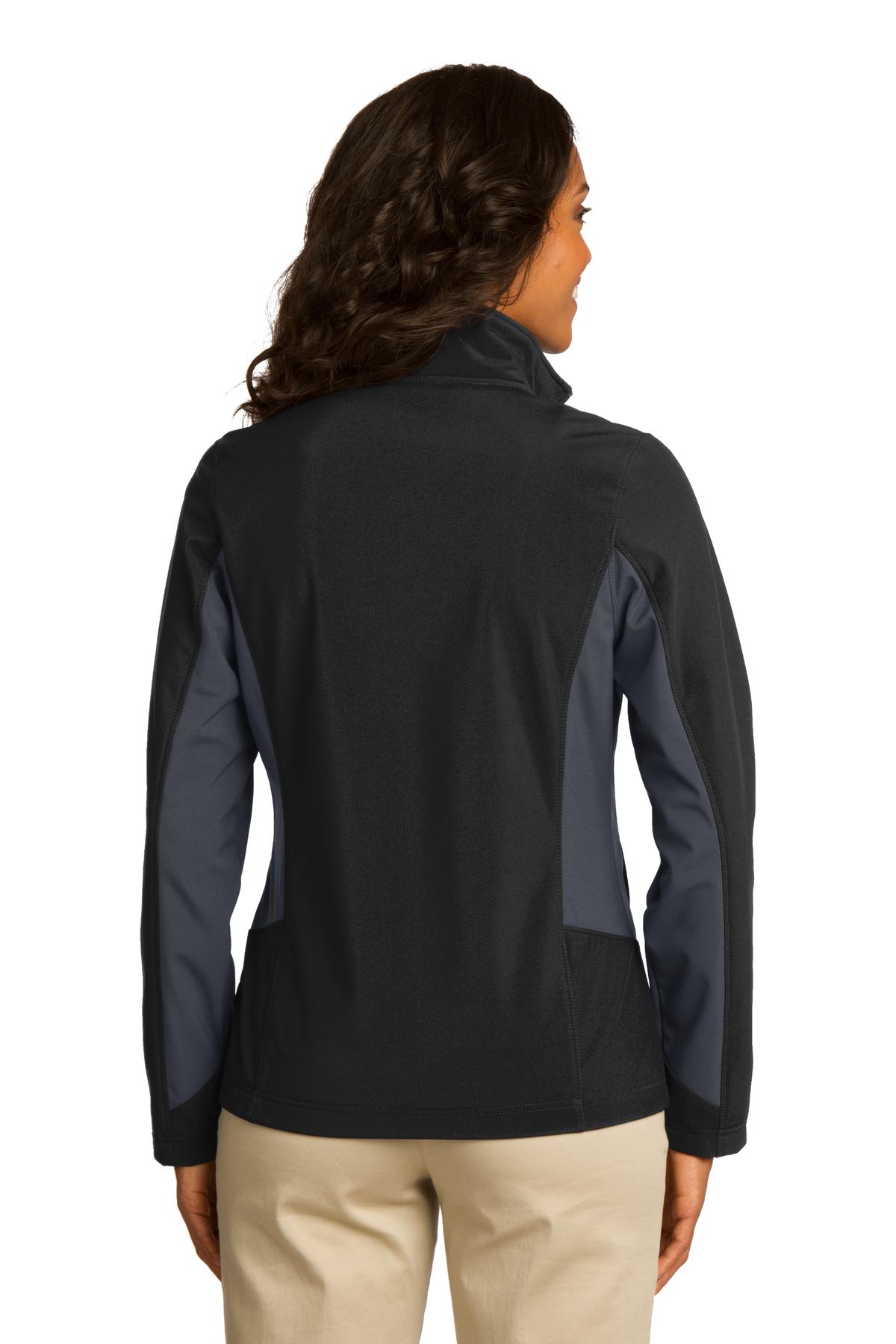 Port Authority Women's Core Colorblock Soft Shell Jacket - Black/ Battleship Grey