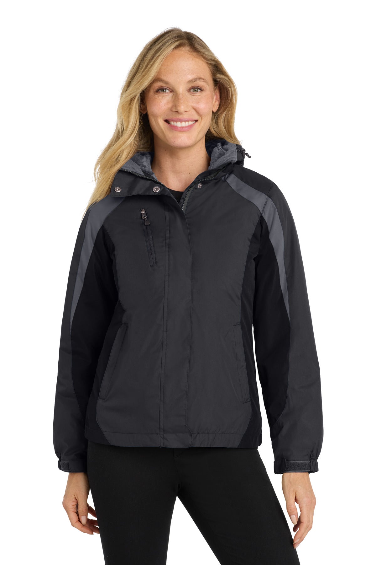 Port Authority Women's Colorblock 3-in-1 Jacket - Black/ Black/ Magnet