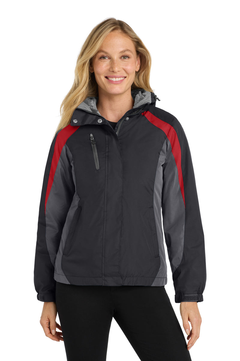 Port Authority Women's Colorblock 3-in-1 Jacket - Black/ Magnet/ Signal Red