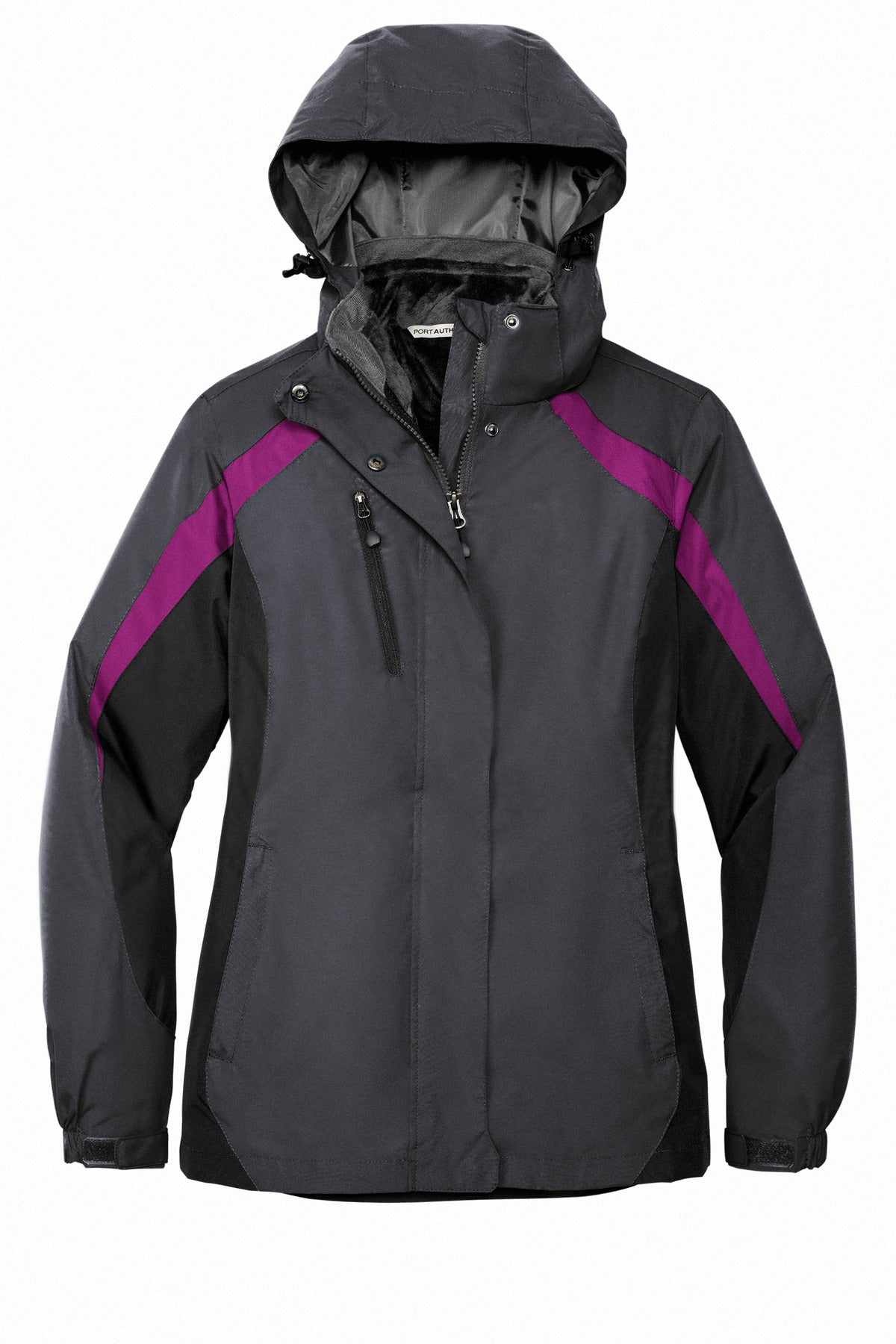 Port Authority Women's Colorblock 3-in-1 Jacket - Magnet/ Black/ Very Berry