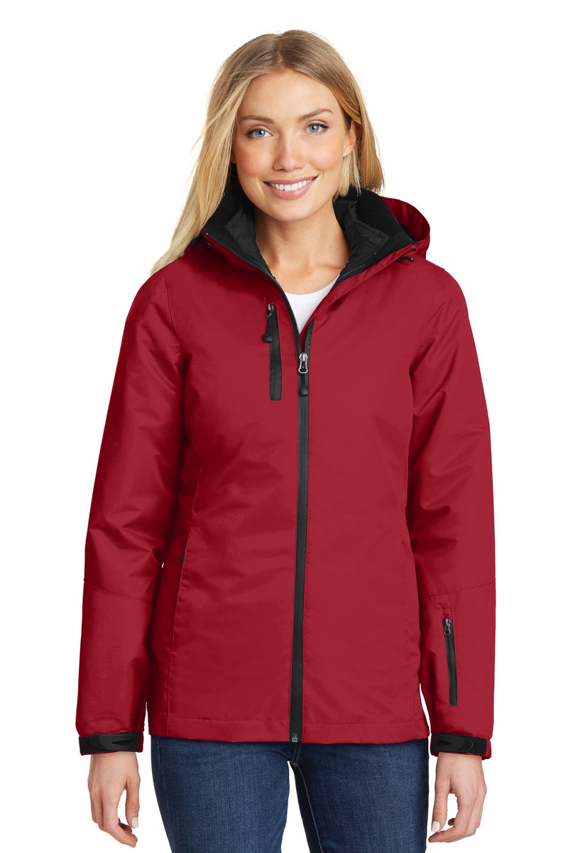 Port Authority Women's Vortex Waterproof 3-in-1 Jacket - Rich Red/ Black