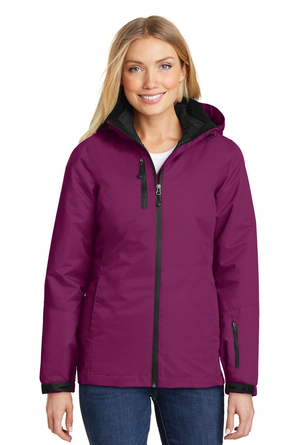 Port Authority Women's Vortex Waterproof 3-in-1 Jacket - Very Berry/ Black