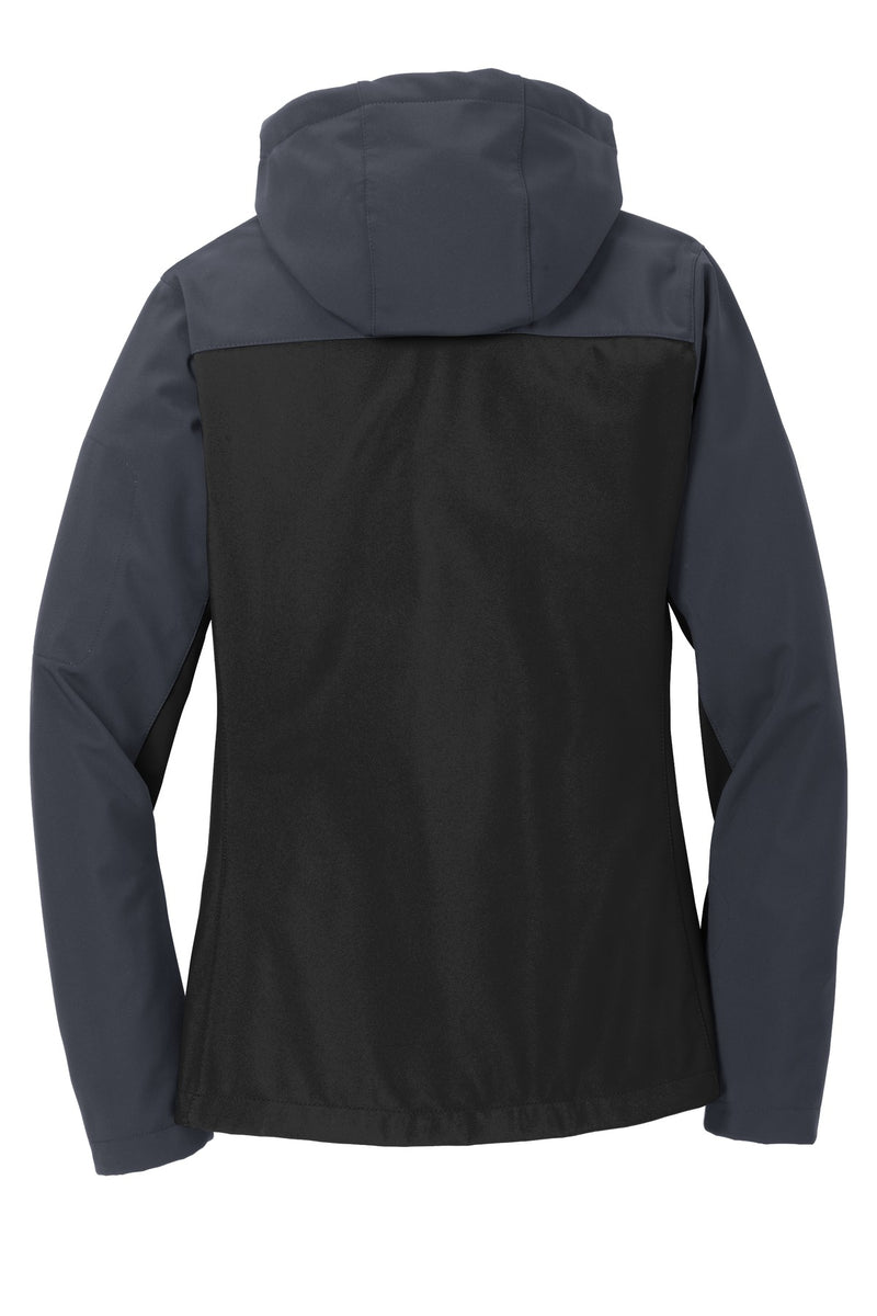 Port Authority Women's Hooded Core Soft Shell Jacket - Black/ Battleship Grey