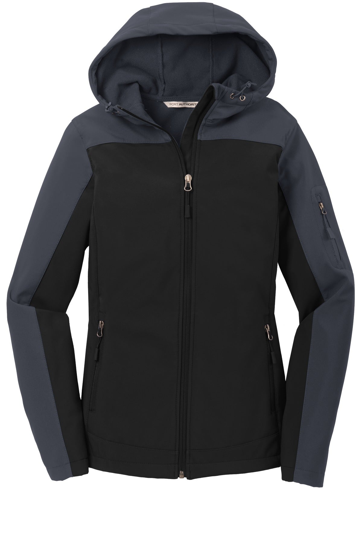 Port Authority Women's Hooded Core Soft Shell Jacket - Black/ Battleship Grey