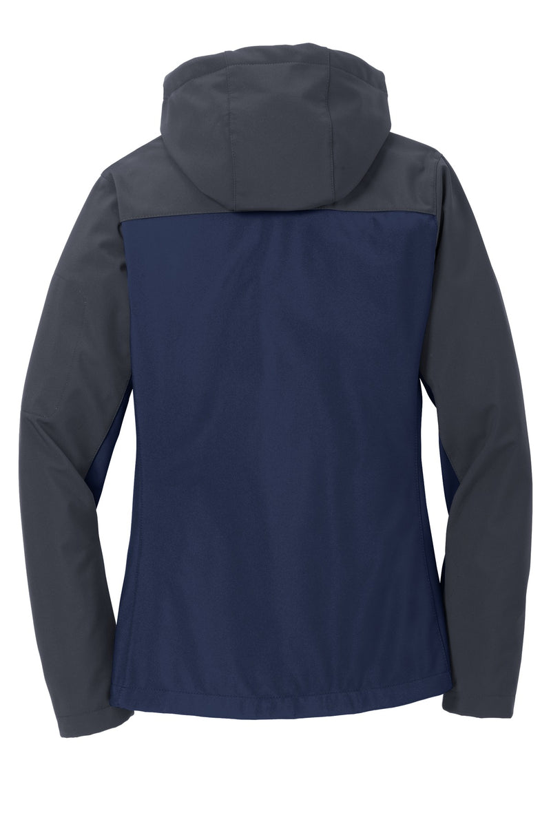 Port Authority Women's Hooded Core Soft Shell Jacket - Dress Blue Navy/ Battleship Grey
