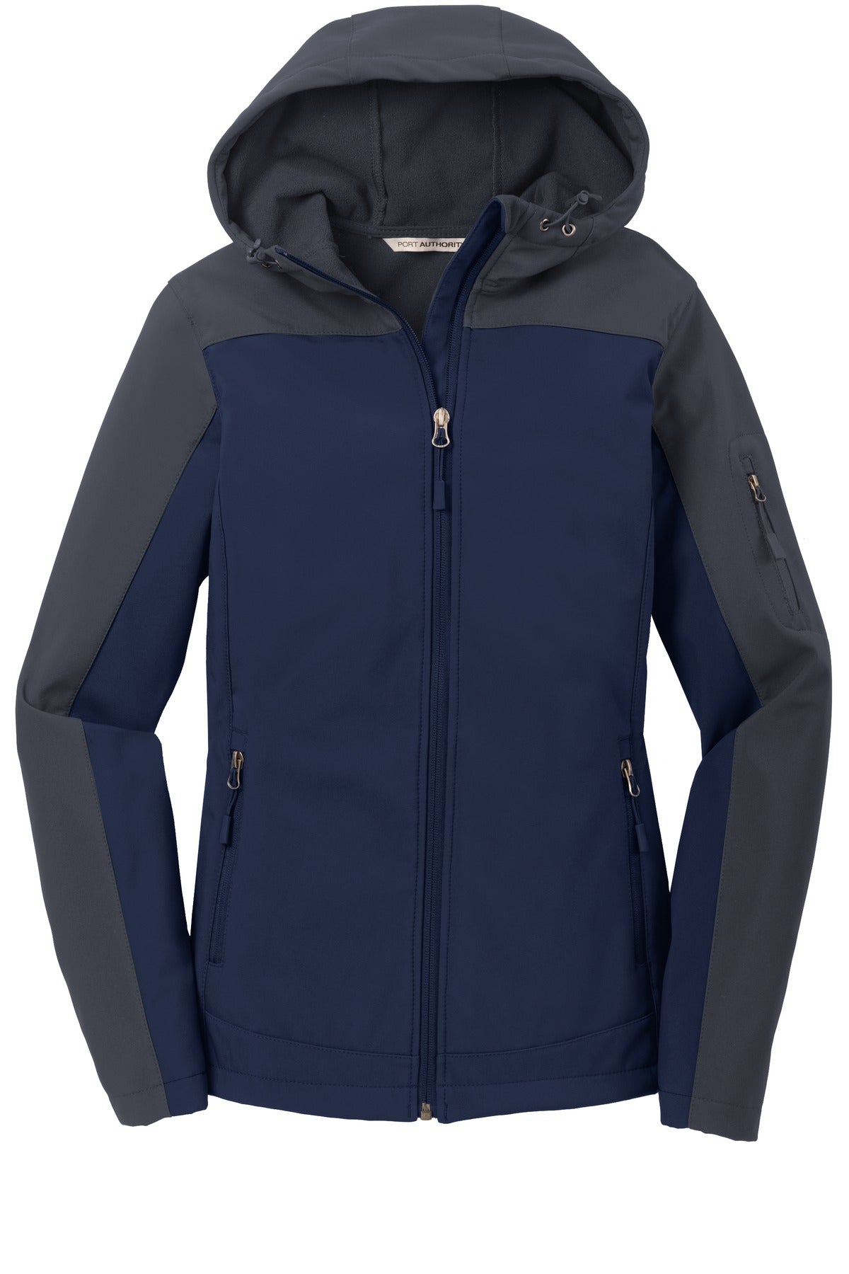 Port Authority Women's Hooded Core Soft Shell Jacket - Dress Blue Navy/ Battleship Grey