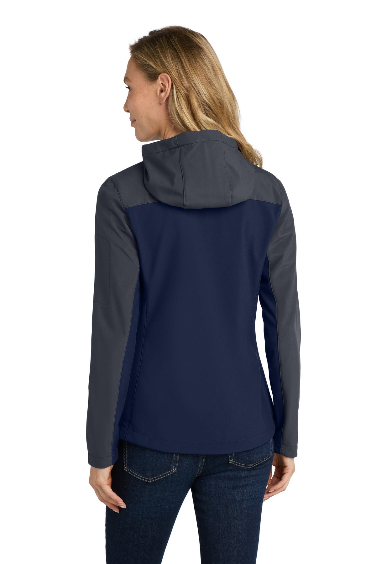 Port Authority Women's Hooded Core Soft Shell Jacket - Dress Blue Navy/ Battleship Grey