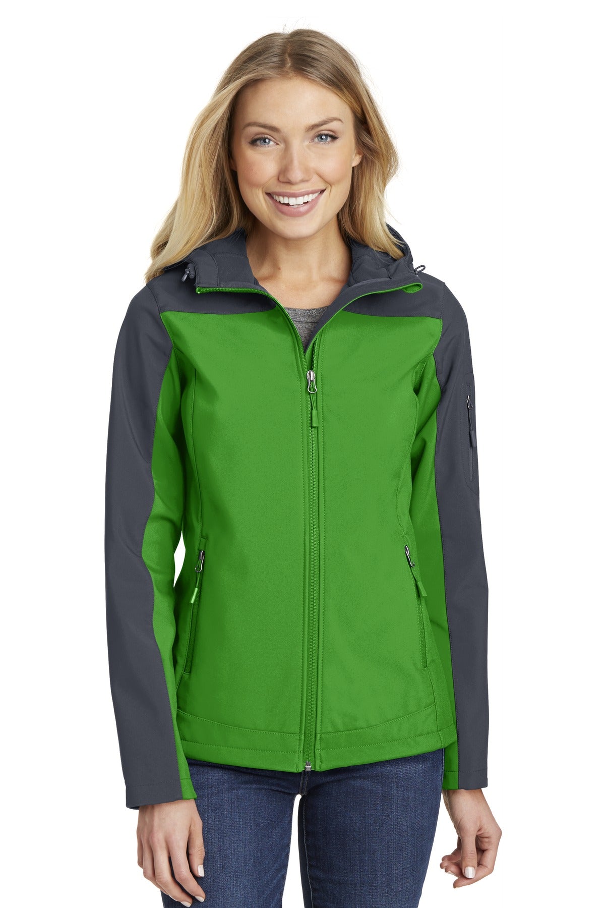 Port Authority Women's Hooded Core Soft Shell Jacket - Vine Green/ Battleship Grey